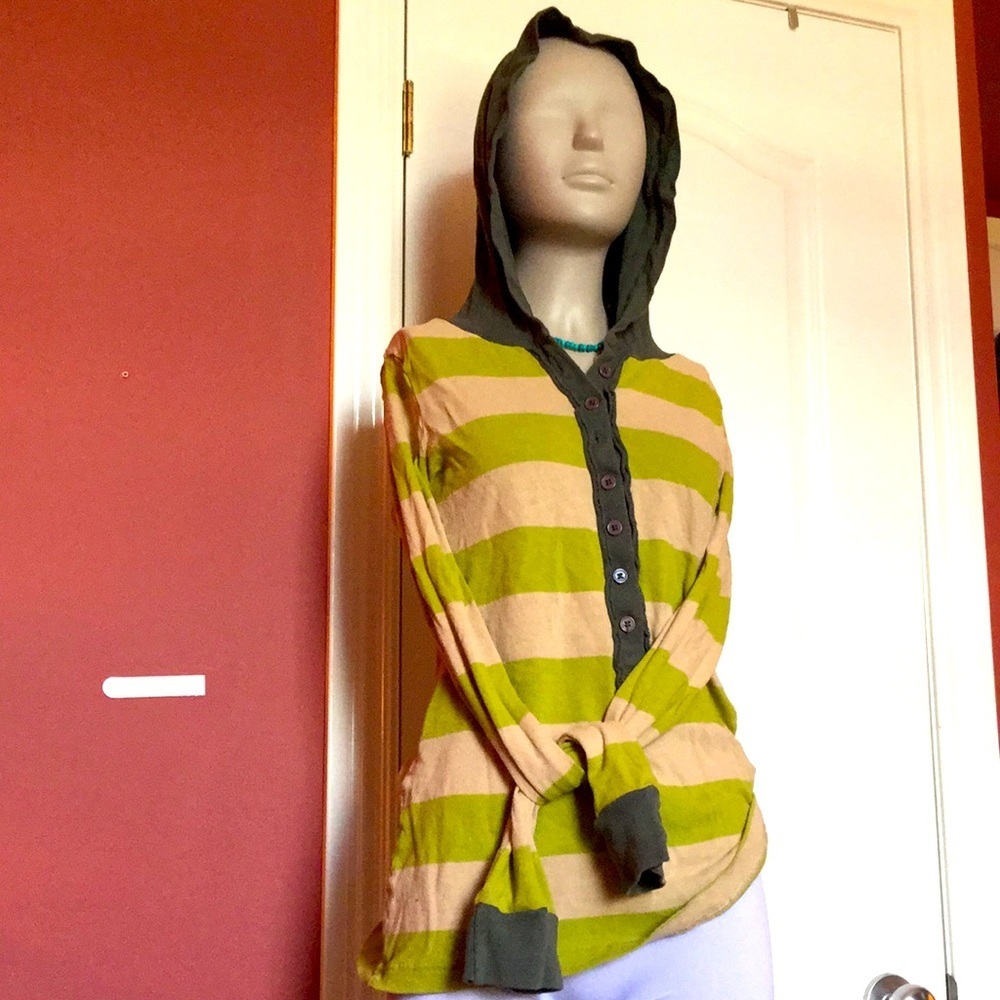 Free people Henley hoodie top shirt stripe m 6 8